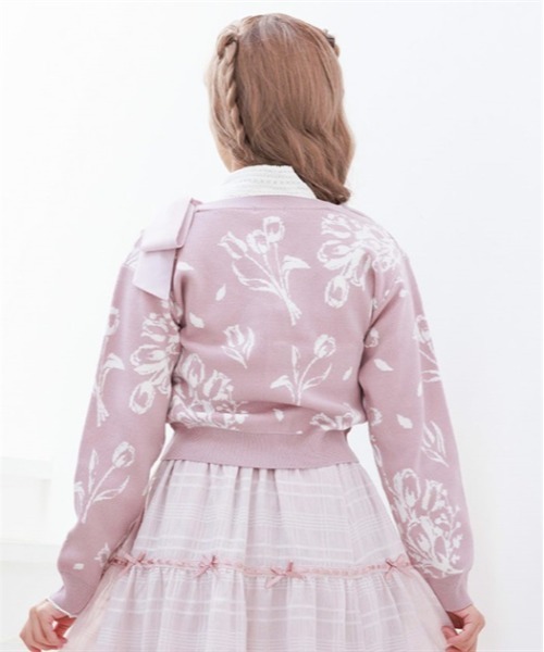 axes femme POETIQUE(アクシーズファムポエティック)の「フラワージャカードニットカーディガン(カーディガン/ボレロ・レディース・ピンク/キナリ/グリーン・MEDIUM)」の14枚目の写真