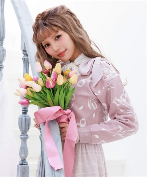 フラワージャカードニットカーディガン（カーディガン/ボレロ）｜axes