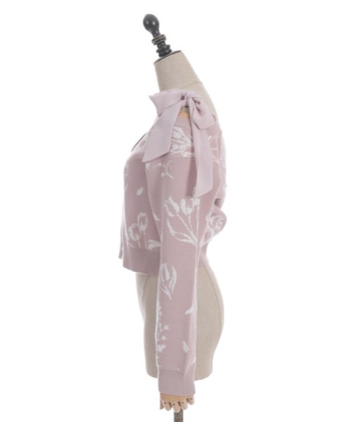 axes femme POETIQUE(アクシーズファムポエティック)の「フラワージャカードニットカーディガン(カーディガン/ボレロ・レディース・ピンク/キナリ/グリーン・MEDIUM)」の8枚目の写真