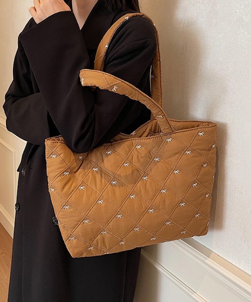 Mignonjour(ミニョンジュール)の「Mignonjour/リボンキルティングトートバッグ M2698(トートバッグ・レディース・ブラウン/ホワイト/ブラック/ピンク・FREE)」の10枚目の写真
