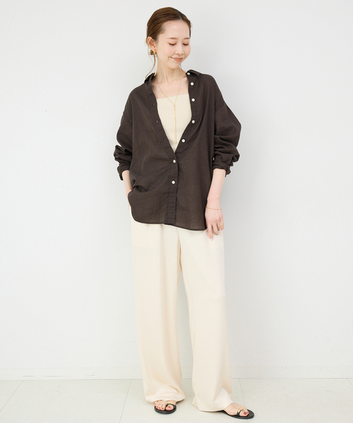 SLOBE IENA（スローブイエナ）の「カップ付きフライスキャミソール（Tシャツ/カットソー・レディース・アイボリー/チャコールグレー/ブラック・FREE）」の11枚目の写真