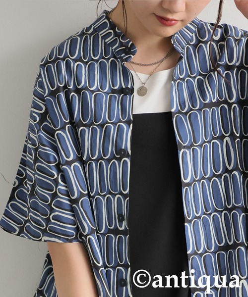 antiqua(アンティカ)の「レトロ柄シャツ(シャツ/ブラウス・レディース・ブルー/アイボリー・ONESIZE)」の21枚目の写真