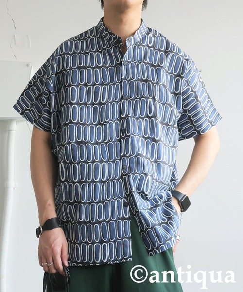 antiqua(アンティカ)の「レトロ柄シャツ(シャツ/ブラウス・レディース・ブルー/アイボリー・ONESIZE)」の16枚目の写真
