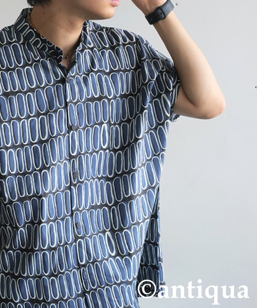 antiqua(アンティカ)の「レトロ柄シャツ(シャツ/ブラウス・レディース・ブルー/アイボリー・ONESIZE)」の17枚目の写真