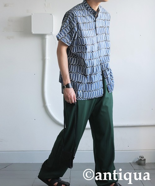 antiqua(アンティカ)の「レトロ柄シャツ(シャツ/ブラウス・レディース・ブルー/アイボリー・ONESIZE)」の15枚目の写真
