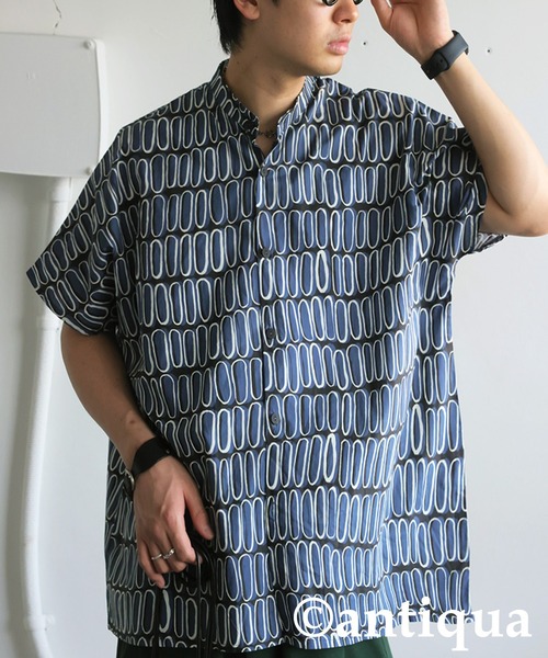 antiqua(アンティカ)の「レトロ柄シャツ(シャツ/ブラウス・レディース・ブルー/アイボリー・ONESIZE)」の18枚目の写真