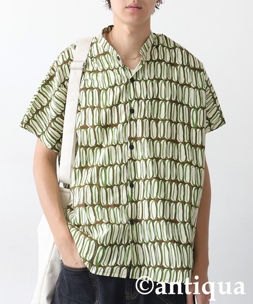 antiqua(アンティカ)の「レトロ柄シャツ(シャツ/ブラウス・レディース・ブルー/アイボリー・ONESIZE)」の3枚目の写真