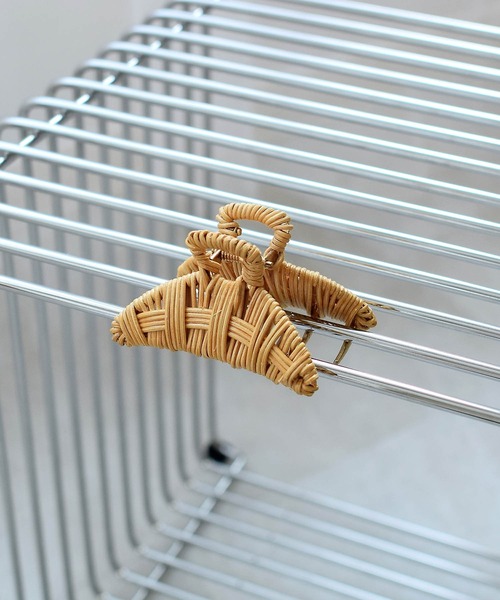 髪飾り 籐フレンチヘアクリップ ラタンウィッカー（バレッタ