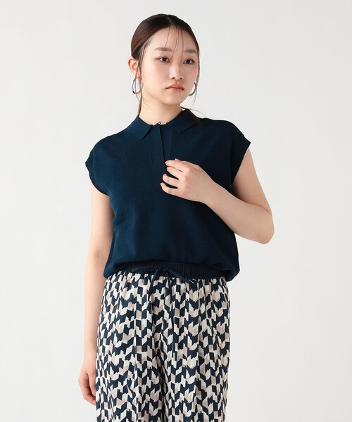 BEAMS HEART(ビームスハート)の「ニットソー ポロ(ポロシャツ・レディース・ブラウン系その他4/ブラック/ネイビー/オフホワイト/ベージュ・FREE)」の5枚目の写真