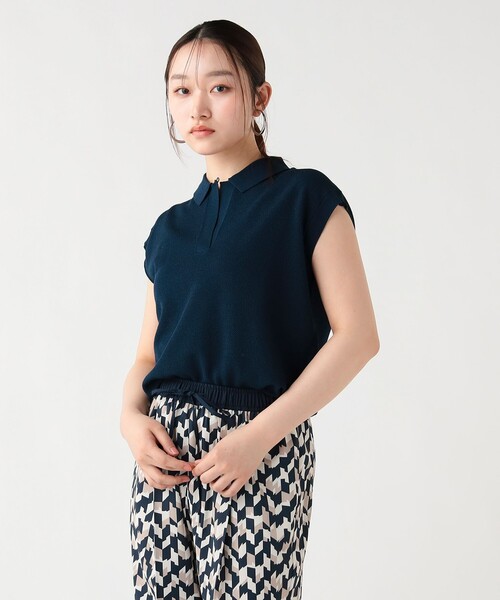 BEAMS HEART(ビームスハート)の「ニットソー ポロ(ポロシャツ・レディース・ブラウン系その他4/ブラック/ネイビー/オフホワイト/ベージュ・FREE)」の17枚目の写真