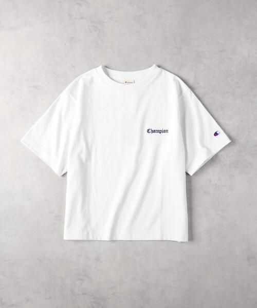 Champion(チャンピオン)の「Champion(チャンピオン)【レディース】ショート丈ロゴTシャツ(Tシャツ/カットソー・レディース・レッド/ホワイト/ベージュ・M/L/XL)」の5枚目の写真