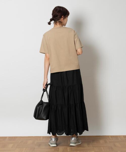 Champion(チャンピオン)の「Champion(チャンピオン)【レディース】ショート丈ロゴTシャツ(Tシャツ/カットソー・レディース・レッド/ホワイト/ベージュ・M/L/XL)」の6枚目の写真