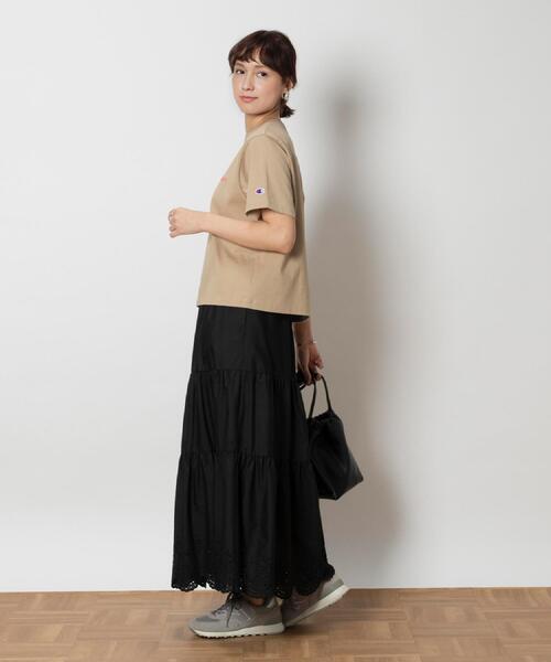 Champion(チャンピオン)の「Champion(チャンピオン)【レディース】ショート丈ロゴTシャツ(Tシャツ/カットソー・レディース・レッド/ホワイト/ベージュ・M/L/XL)」の7枚目の写真