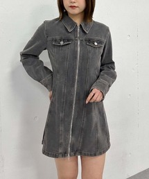 FZIPデニムミニワンピース