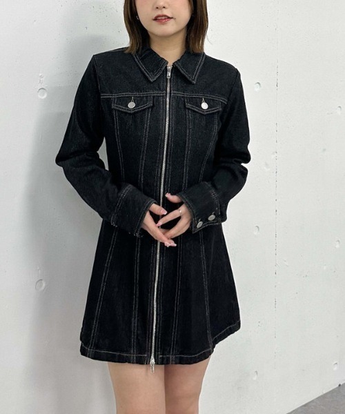 moussy デニムミニワンピース　ブラック moussy デニム ミニ ワンピース - メルカリ