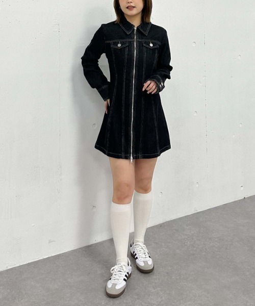 FENDI ブラック ノースリーブ デニムミニワンピース セール】FZIPデニムミニワンピース（ワンピース）｜archives