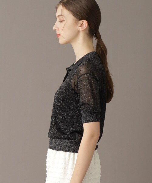 DRESSTERIOR（ドレステリア）の「ドットシアーポロニット（ポロシャツ・レディース・ベージュ系/ブラック系/ブルー系・34/36/38）」の7枚目の写真