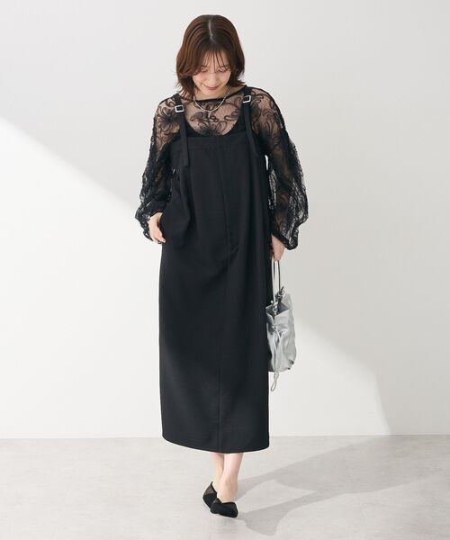 Green Parks(グリーンパークス)の「ベアトップジャンスカ(ジャンパースカート・レディース・ブラック/ベージュ・FREE)」の3枚目の写真