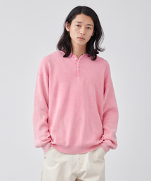 フェード加工 ヘンリーネックニット