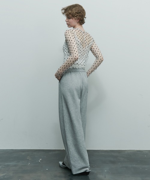 セール】クルーネックドットシアートップス（Tシャツ/カットソー