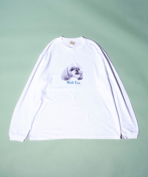 GLOSTER（グロスター）の「【新柄追加】【GLOSTER/グロスター】DOG&CAT 犬猫プリント クルーネックロンT（Tシャツ/カットソー・メンズ・オフホワイト/アイボリー/ホワイト系その他/キナリ/ホワイト系その他2/ホワイト系その他3・S/M/L）」の10枚目の写真