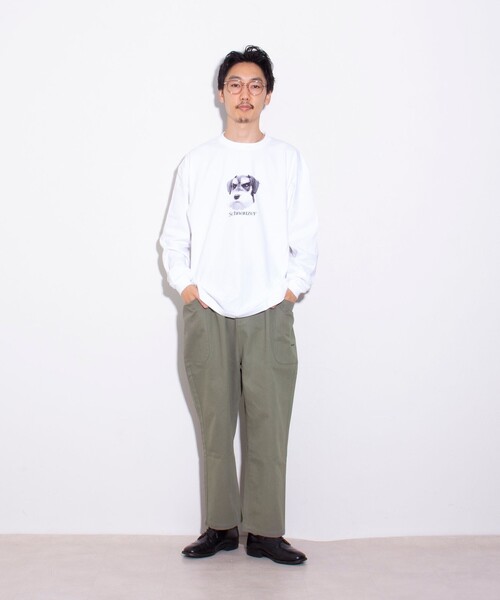 GLOSTER（グロスター）の「【新柄追加】【GLOSTER/グロスター】DOG&CAT 犬猫プリント クルーネックロンT（Tシャツ/カットソー・メンズ・オフホワイト/アイボリー/ホワイト系その他/キナリ/ホワイト系その他2/ホワイト系その他3・S/M/L）」の14枚目の写真