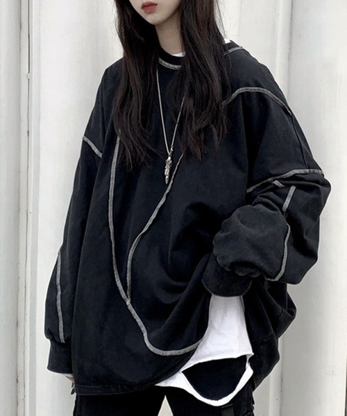 VIBGYOR(ヴィブジョー)の「【EIZZ/アイズ】切り替え ステッチ ビッグ ロンT(Tシャツ/カットソー・レディース・ホワイト/ブラック・FREE)」の5枚目の写真