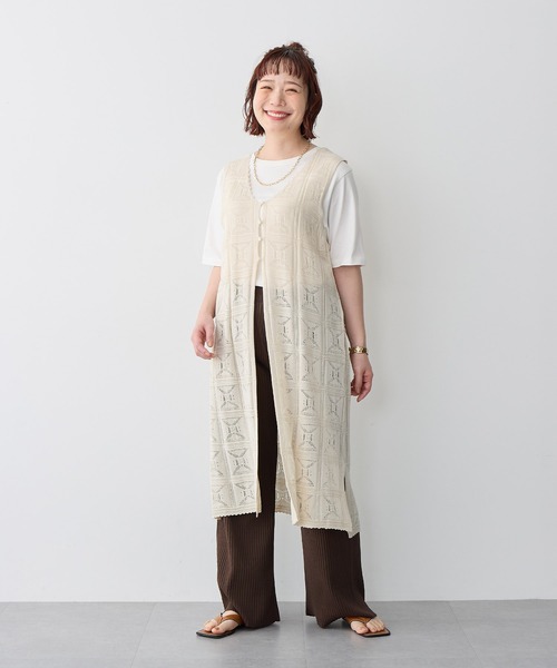 anyfee(エニフィー)の「【anyfee/プラスサイズ】2wayクロシェレース編みジレワンピース(ワンピース・レディース・ブラック/オフホワイト・LL/3L/4L/5L)」の10枚目の写真