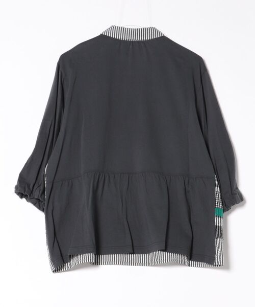 SUPER HAKKA（スーパーハッカ）の「サッカーストライプアートジャカード×30／－天竺ブラウス（シャツ/ブラウス・レディース・ブラック/ネイビー・FREE）」の3枚目の写真