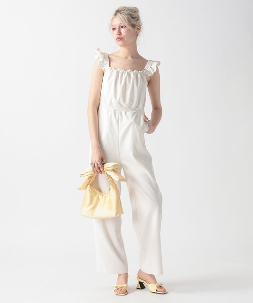 FOREVER 21（フォーエバー トゥエンティーワン）の「【2025SS】フリルオールインワン（つなぎ/オールインワン・レディース・ブラック/ナチュラル・MEDIUM/SMALL）」の3枚目の写真