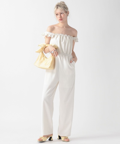 FOREVER 21（フォーエバー トゥエンティーワン）の「【2025SS】フリルオールインワン（つなぎ/オールインワン・レディース・ブラック/ナチュラル・MEDIUM/SMALL）」の4枚目の写真