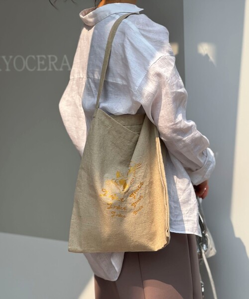 grace grace （グラスグラス）の「【grace grace/グラスグラス】グラスケリネンサブバッグ M（バックパック/リュック・レディース・ブラック系その他/ベージュ系その他・FREE）」の2枚目の写真