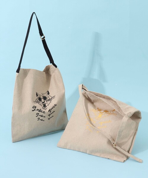 grace grace （グラスグラス）の「【grace grace/グラスグラス】グラスケリネンサブバッグ M（バックパック/リュック・レディース・ブラック系その他/ベージュ系その他・FREE）」の5枚目の写真