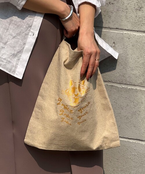 grace grace （グラスグラス）の「【grace grace/グラスグラス】グラスケリネンサブバッグ M（バックパック/リュック・レディース・ブラック系その他/ベージュ系その他・FREE）」の9枚目の写真