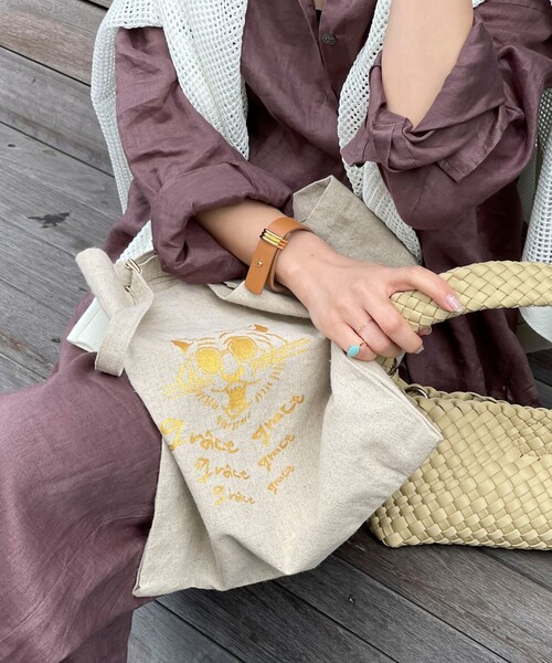 grace grace （グラスグラス）の「【grace grace/グラスグラス】グラスケリネンサブバッグ M（バックパック/リュック・レディース・ブラック系その他/ベージュ系その他・FREE）」の21枚目の写真