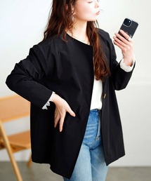 軽量ストレッチ2way襟ビッグジャケット【大きいサイズ対応】