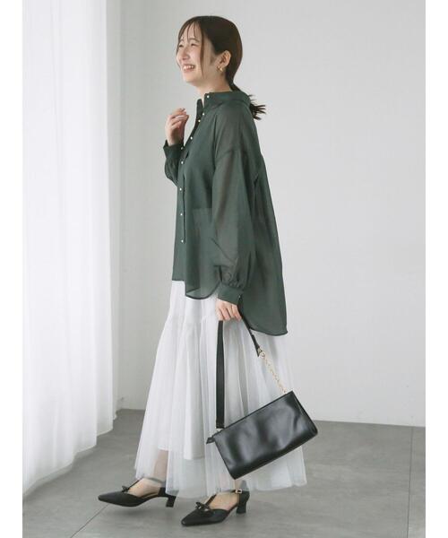 Te chichi TERRASSE（テチチテラス）の「ラメチュール切替スカート（スカート・レディース・ブルー/オフホワイト/ブラック・F）」の6枚目の写真