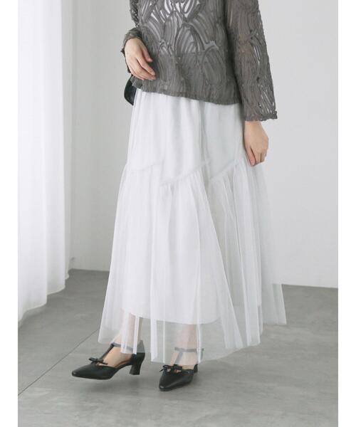 Te chichi TERRASSE（テチチテラス）の「ラメチュール切替スカート（スカート・レディース・ブルー/オフホワイト/ブラック・F）」の10枚目の写真