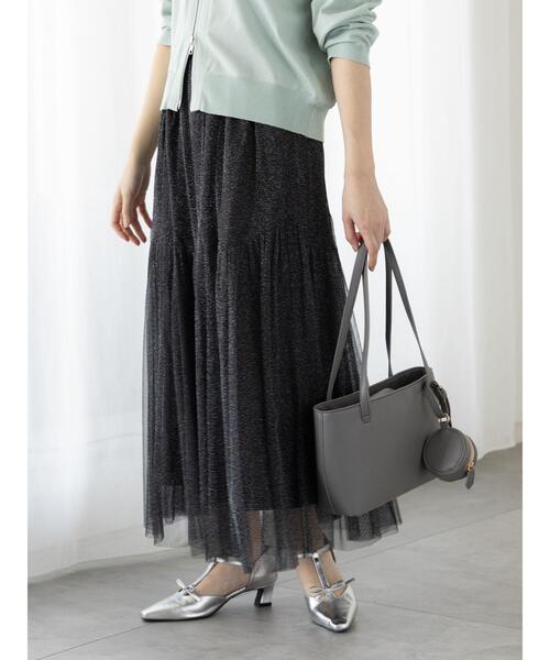 Te chichi TERRASSE（テチチテラス）の「ラメチュール切替スカート（スカート・レディース・ブルー/オフホワイト/ブラック・F）」の16枚目の写真