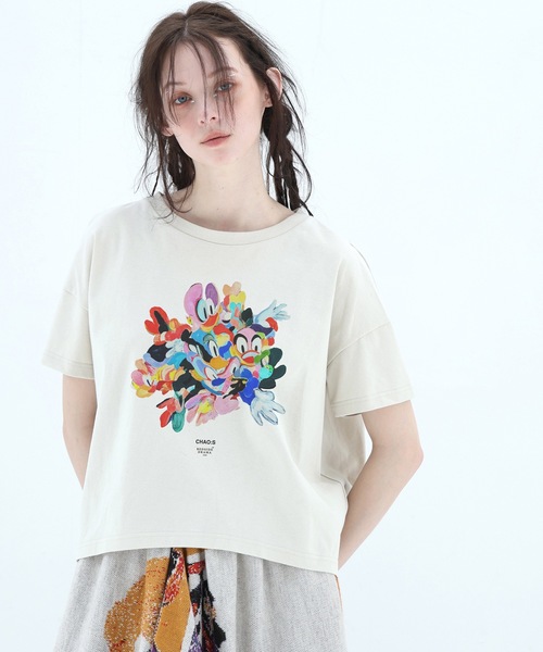 BEDSIDEDRAMA(ベットサイドドラマ)の「CHAO:S HEAD Flare T-Shirt(Tシャツ/カットソー・レディース・ナチュラル/ブラック/ホワイト・1/2)」の3枚目の写真