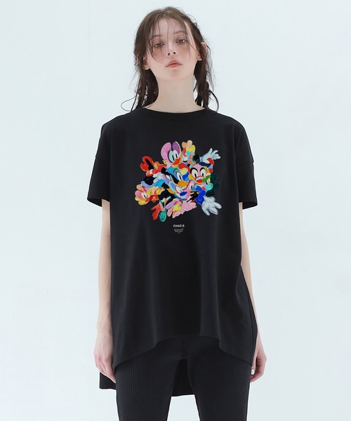 BEDSIDEDRAMA(ベットサイドドラマ)の「CHAO:S HEAD Flare T-Shirt(Tシャツ/カットソー・レディース・ナチュラル/ブラック/ホワイト・1/2)」の2枚目の写真