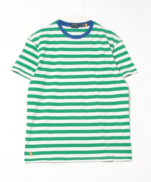Ralph Laurenラルフローレン コットン製ストライプ柄フィットシャツM緑 PO2992EW010007_fw_thumbM.jpg