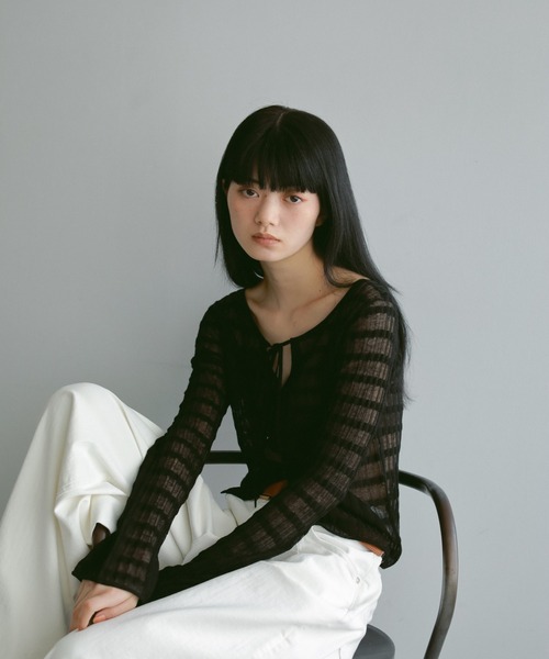 CASA FLINE(カーサフライン)の「レーヨンシアー2wayトップス(Tシャツ/カットソー・レディース・オレンジ/ホワイト/ブラック・FREE)」の14枚目の写真