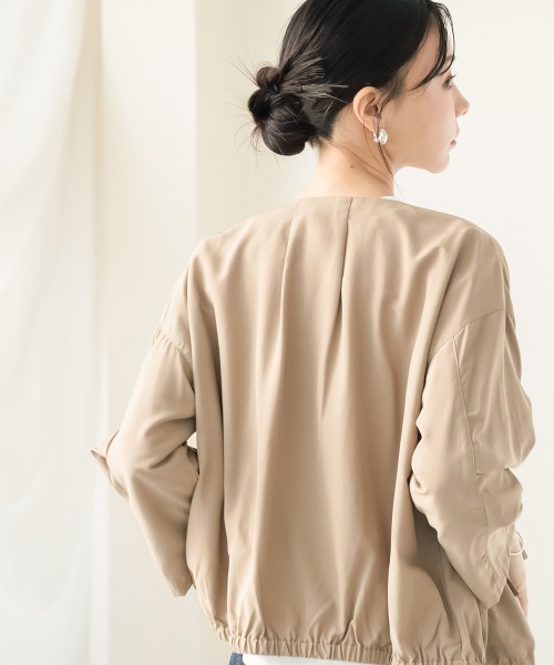 Petitjo(プッチージョ)の「小さいサイズ スリーブドロストブルゾン 低身長さん・小柄女性(ブルゾン・レディース・ブラック/モカ・PS/PM)」の5枚目の写真