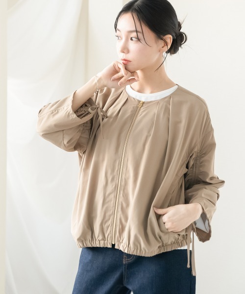Petitjo(プッチージョ)の「小さいサイズ スリーブドロストブルゾン 低身長さん・小柄女性(ブルゾン・レディース・ブラック/モカ・PS/PM)」の8枚目の写真