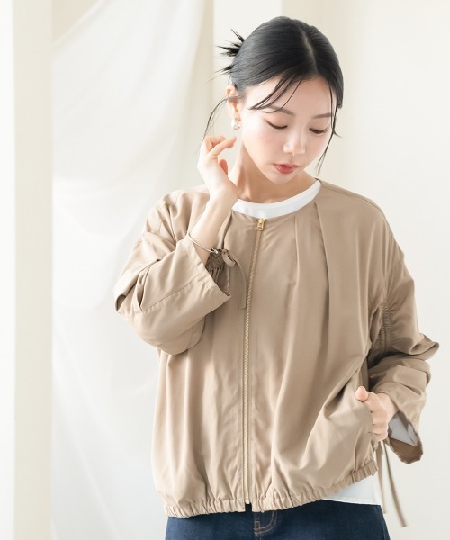 Petitjo(プッチージョ)の「小さいサイズ スリーブドロストブルゾン 低身長さん・小柄女性(ブルゾン・レディース・ブラック/モカ・PS/PM)」の9枚目の写真