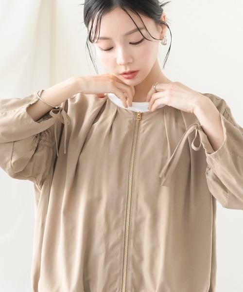 Petitjo(プッチージョ)の「小さいサイズ スリーブドロストブルゾン 低身長さん・小柄女性(ブルゾン・レディース・ブラック/モカ・PS/PM)」の11枚目の写真