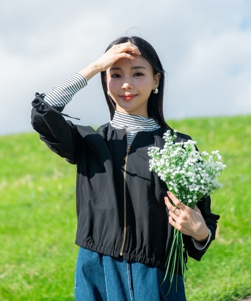 7611 ブルー＆グリーン×キレカジコーデ♡ Lサイズ レディース服 12点 CB P コンパクトストレッチ MA-1 ブルゾン （ブルゾン）｜green