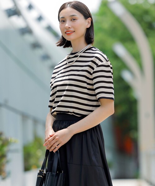【洗える】シアーフライスボーダー Tシャツ 洗える】シアーフライスボーダー Tシャツ / 23区 | ファッション