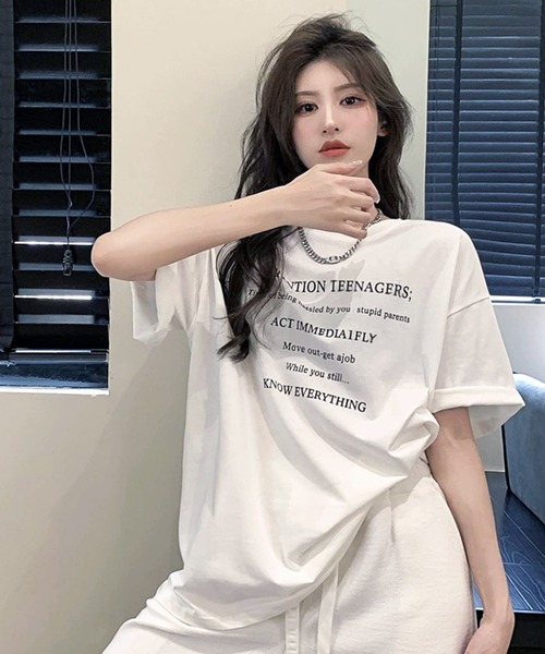 WESTSEA(ウエストシー)の「ロゴプリント 半袖Tシャツ オーバーサイズ(Tシャツ/カットソー・レディース・ホワイト/ブラック・M/L)」の4枚目の写真